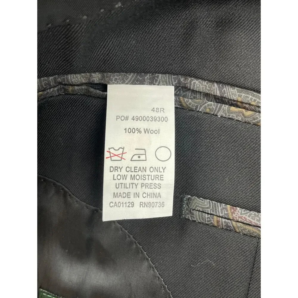 Lauren‎ Ralph Lauren Blazer Mens 48R Black 100% Wool 2-Button Single Breast